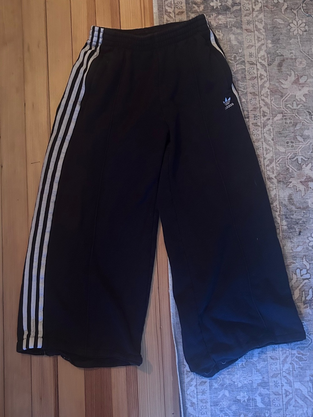adidas Black Jogger Pants with White Side Stripes